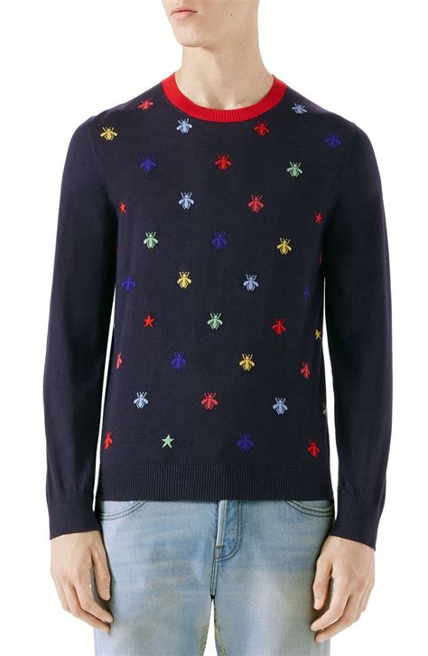 gucci sweater now|gucci bee embroidered sweater.